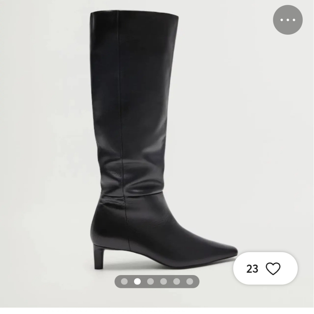 Mango Genuine Leather Boots with Kitten Heel and Square Toe - Picture 2 of 10